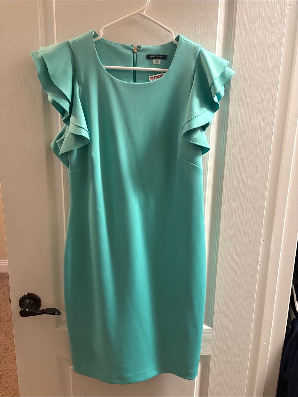 Tommy Hilfiger Teal Ruffle-Sleeve Midi Dress